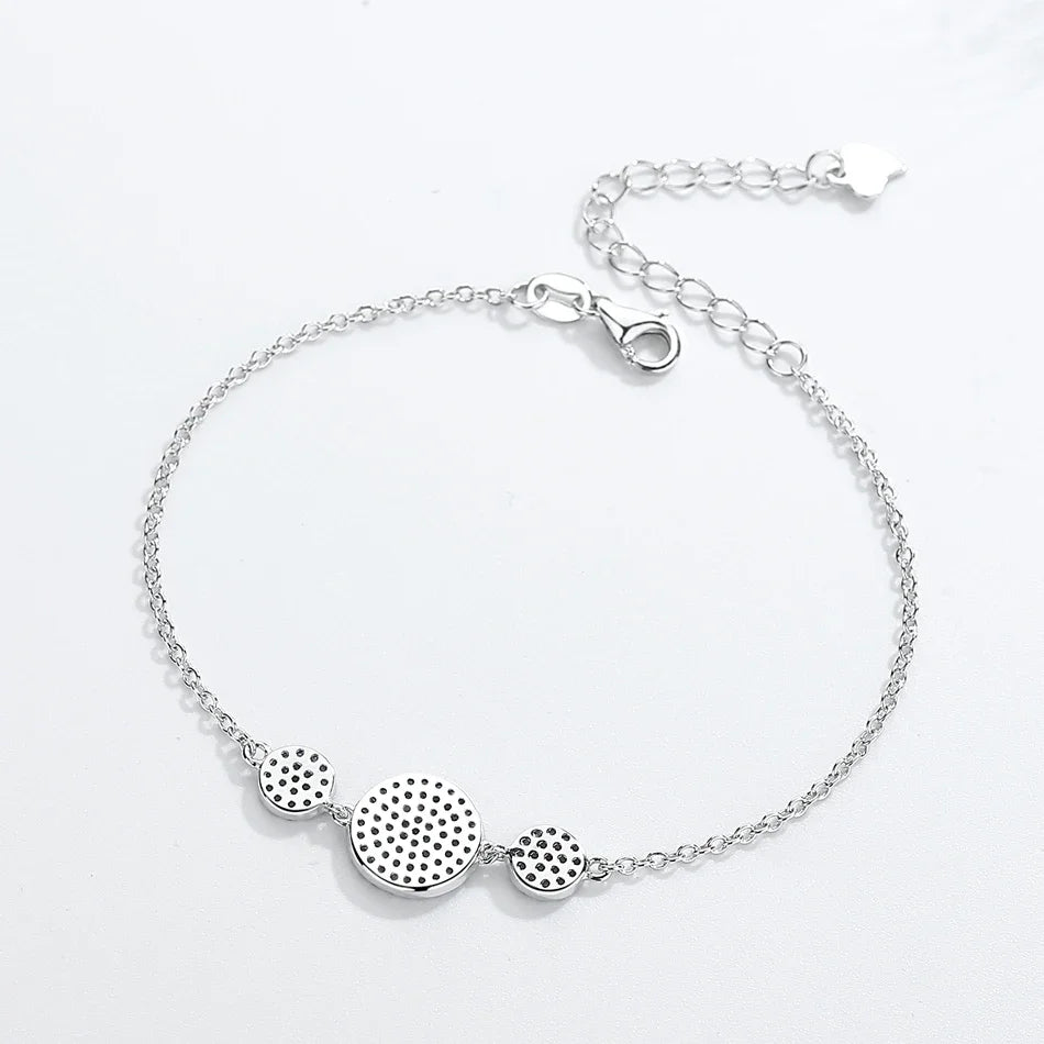 KALETINE Women Evil Eye Bracelet Genuine 925 Sterling Silver Men Jewelry Luxury Round Blue Eyes CZ Three Stones Tennis Bracelet