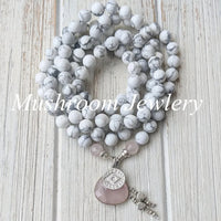 108 evil Eye Pendants Necklace Bohemia knot Howlite Jewelry Beads Stone Necklace