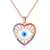 Kaletine Turkish Evil Eye Necklace Crystal Lucky Heart Eye Pendant 925 Sterling Silver Necklace Choker Lady Charm Jewelry