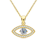 Anziw 6.5mm Round Cut Moissanite Evil Eye Pendant Necklace 925 Sterling Silver Women Minimalist Protection Choker Charm Jewelry