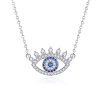 Kaletine Turkish Evil Eye Necklace Crystal Lucky Heart Eye Pendant 925 Sterling Silver Necklace Choker Lady Charm Jewelry