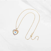 Kaletine Turkish Evil Eye Necklace Crystal Lucky Heart Eye Pendant 925 Sterling Silver Necklace Choker Lady Charm Jewelry