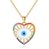 Kaletine Turkish Evil Eye Necklace Crystal Lucky Heart Eye Pendant 925 Sterling Silver Necklace Choker Lady Charm Jewelry