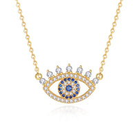 Kaletine Turkish Evil Eye Necklace Crystal Lucky Heart Eye Pendant 925 Sterling Silver Necklace Choker Lady Charm Jewelry