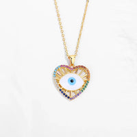 Kaletine Turkish Evil Eye Necklace Crystal Lucky Heart Eye Pendant 925 Sterling Silver Necklace Choker Lady Charm Jewelry
