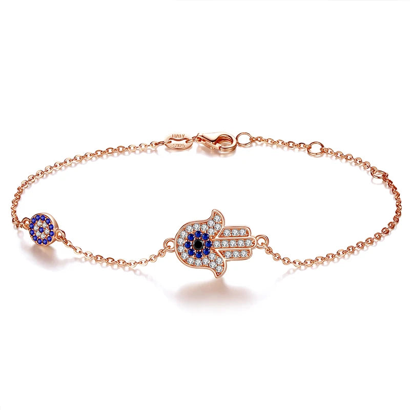 KALETIEN Fatima Hamsa Evil eYE Hand Eye Horse Hoof Bracelets for Women 925 Sterling Silver Handmade Friendship Lucky Jewelry