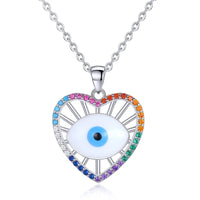 Kaletine Turkish Evil Eye Necklace Crystal Lucky Heart Eye Pendant 925 Sterling Silver Necklace Choker Lady Charm Jewelry