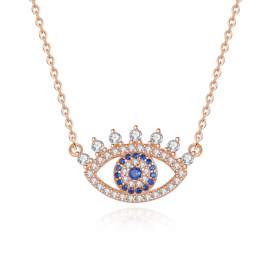 Kaletine Turkish Evil Eye Necklace Crystal Lucky Heart Eye Pendant 925 Sterling Silver Necklace Choker Lady Charm Jewelry