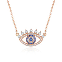 Kaletine Turkish Evil Eye Necklace Crystal Lucky Heart Eye Pendant 925 Sterling Silver Necklace Choker Lady Charm Jewelry
