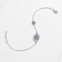 Kaletine Luck Hamsa Evil Eye Bracelets For Women 925 Sterling Silver Bracelet Blue CZ Men Turkey Jewelry Gift For Girl KLTB057