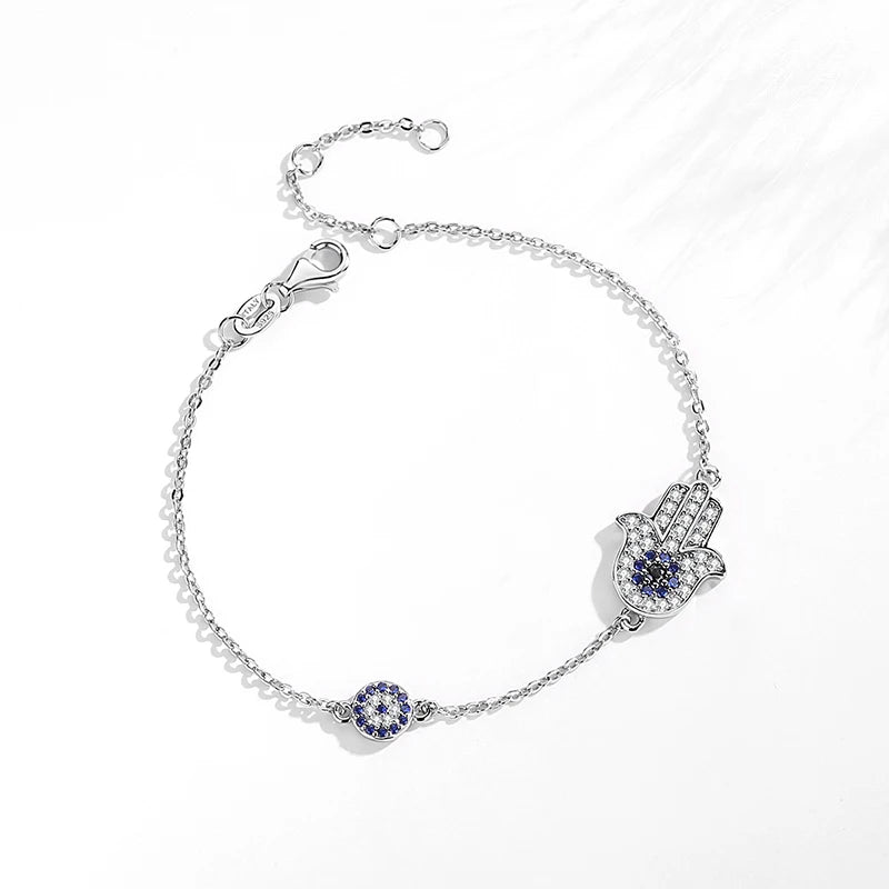 KALETIEN Fatima Hamsa Evil eYE Hand Eye Horse Hoof Bracelets for Women 925 Sterling Silver Handmade Friendship Lucky Jewelry