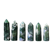 Natural Water Grass Agate Single Pointed Column With Hole Raw